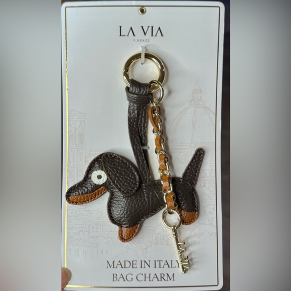 La Vía Firenze Made in Italy 🇮🇹 Leather Dachshund bag charm - Picture 3 of 4